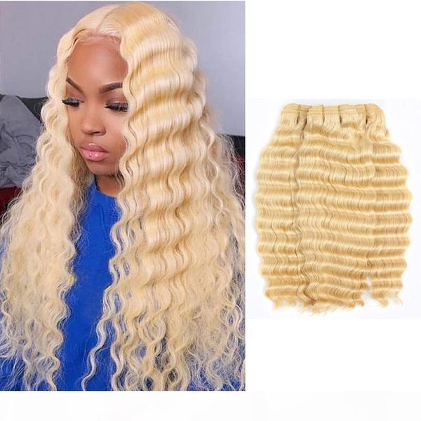 

peruvian human hair blonde three bundles deep curly hair extensions 10-28inch deep wave vrigin hair 613# color new products, Black