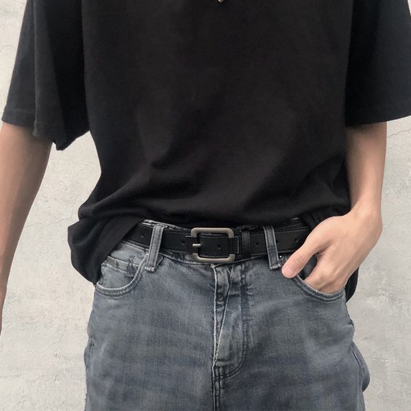 

ins hong kong-style cool leather belt mens-young students korean-style gentry ku belt womens korean personality black, Black;brown