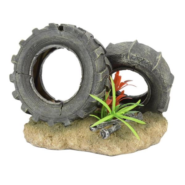 

fish tank decoration aquarium ornament resin tire design for the underwater environment, aquariums, fish tank, gardens