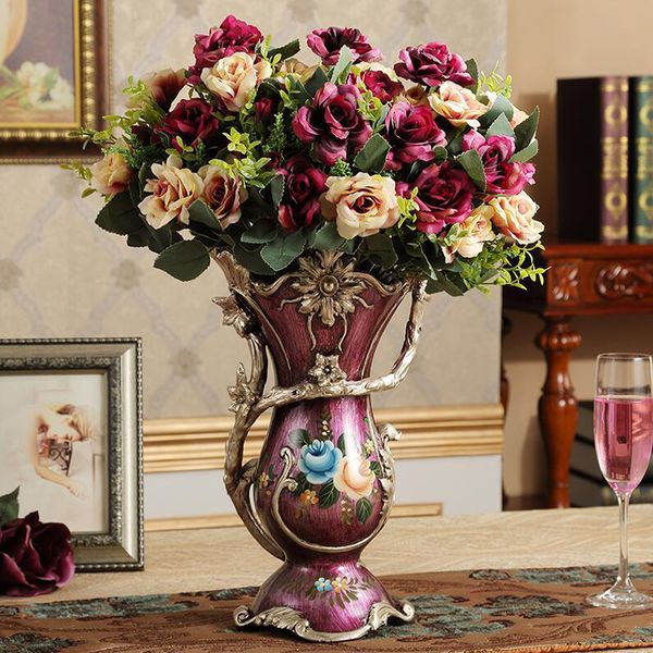 

luxury european retro resin vase creative livingroom home furnishing crafts decoration table flower arrangement figurine decor