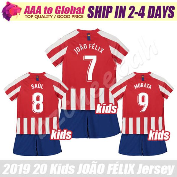 

kids joao felix jersey 19 20 children koke diego costa morata godin saul soccer jerseys young football shirts, Black;yellow