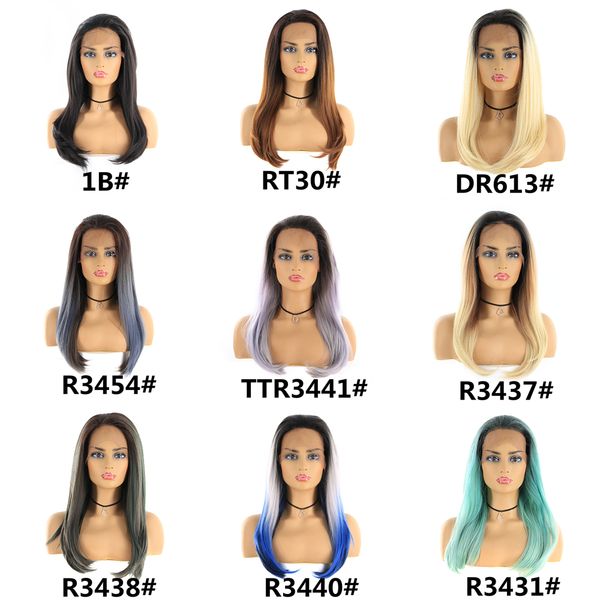 

new style 13*4 lace front wigs 20" for women ombre color long wig straight lace frontal heat resistant synthetic wigs, Black