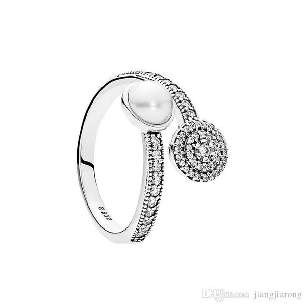 

pr55 open pearl ring women man size 6-9 big brand 925s silver ring diamond sell single lover christmas gift pandor ring