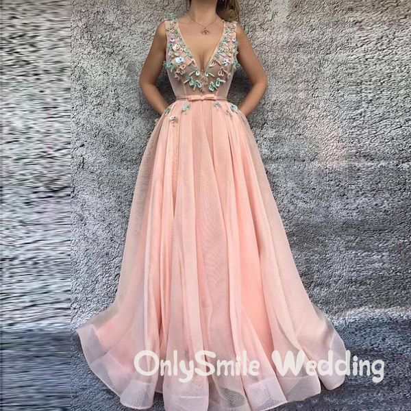 

2020 blush pink длинные платья пром sexy глубокий v шеи конфеты аппликация линия вечернее платье элегантный дешевые формальное платье партии, White;black