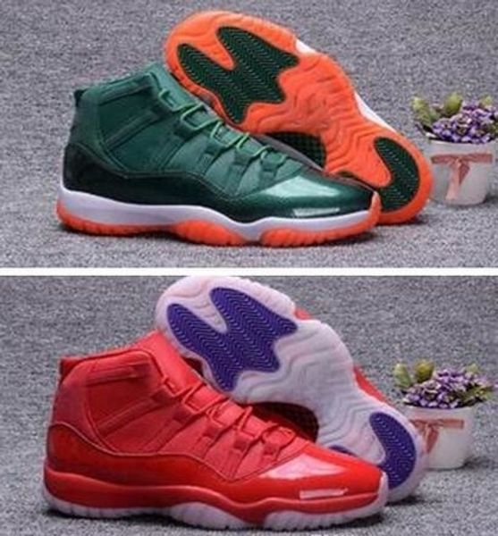 

11 miami hurricanes basketball shoes 11s green orange mens sneakers size us 7 - 12