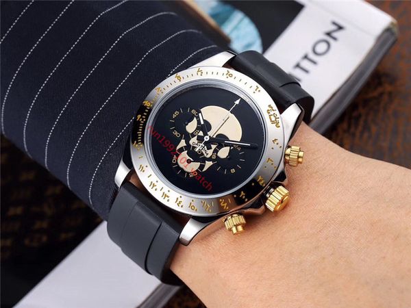 

new skull mens watches watches luxury montre de luxe fashion quartz wristwatches business men watch wholesale, Slivery;brown