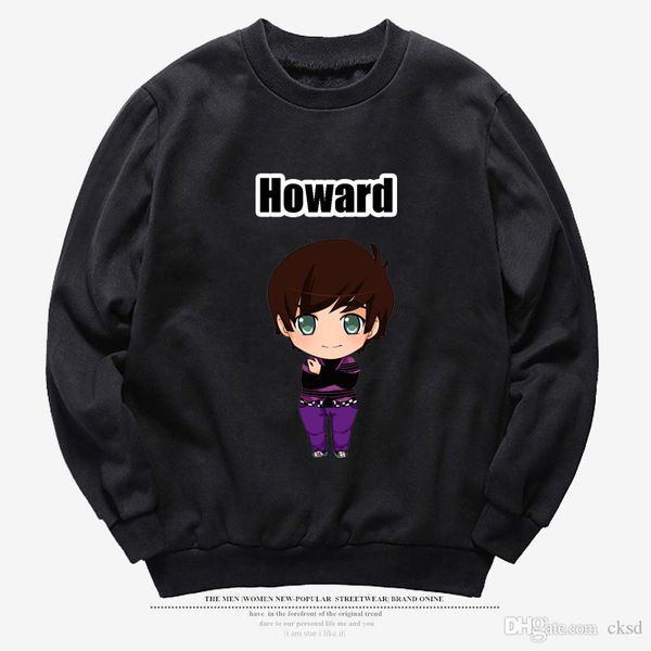 

new arrived women's designer hoodies o-neck the big bang theory howard cartoon printing hooded long sleeve cotton women hooded dhbowy43, Black