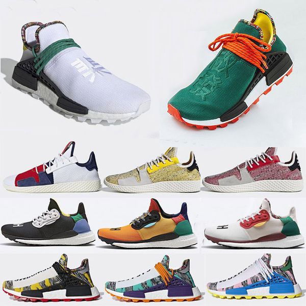 

Fashion Human Race Running Shoes For Men Women Black White Yellow Solar Pack Pharrell Williams Designer Sneakers Trainers Without Box