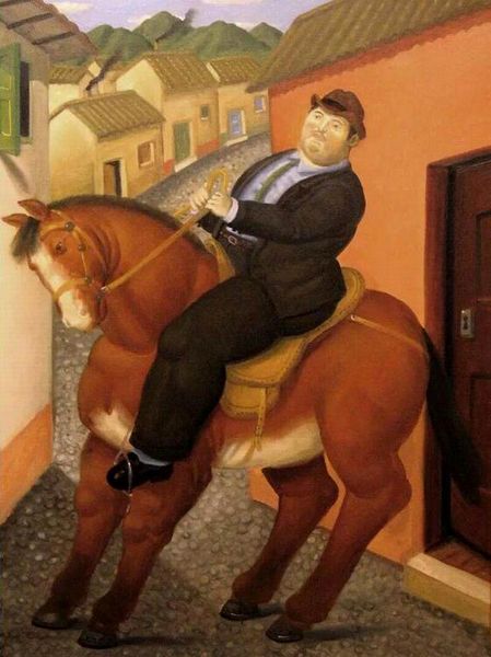 

a116 # фернандо ботеро человек лошадь холст home decor handpainted hd печать картина маслом на холсте wall art canvas картинки 200205