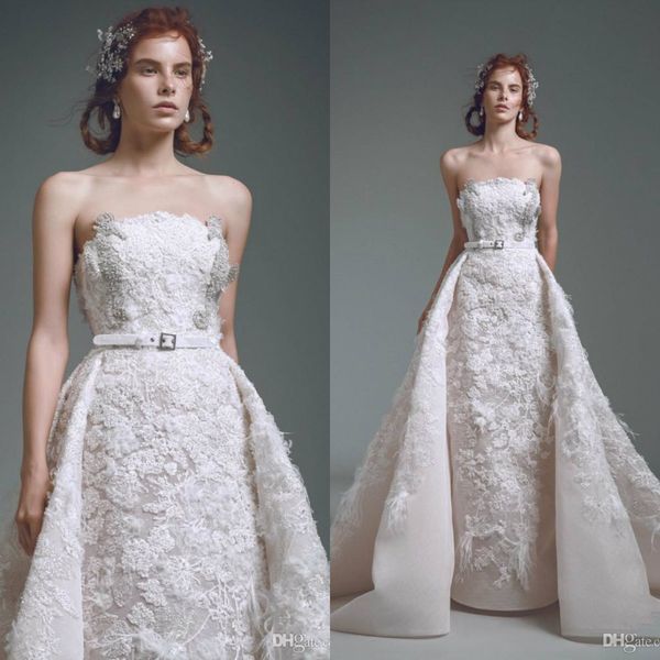 

elegant alfazairy evening dresses with feathers strapless sleeveless prom dresses overskirts thick lace red carpet special occasion dresses, Black;red