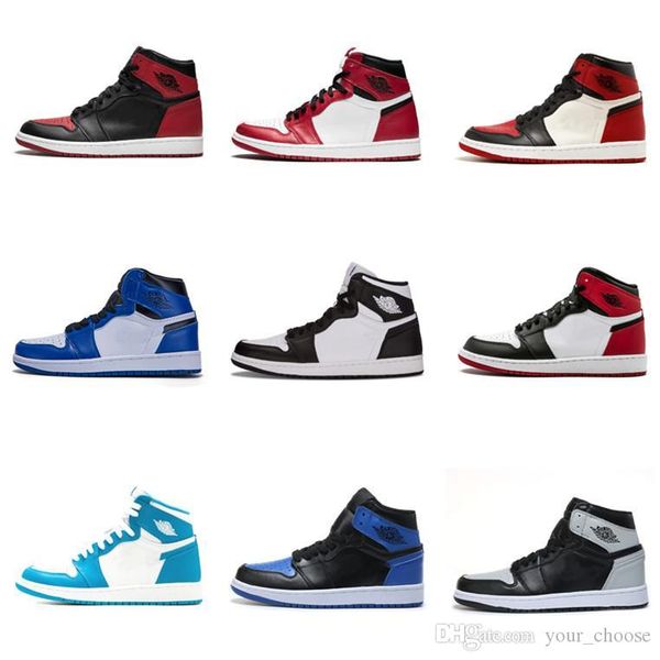

wholesale 1 high og men basketball shoes women sneakers red blue black orange unc 36-45