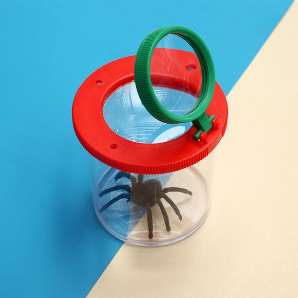 

4x magnification plastic bug box magnify insects viewer 2 lens magnifier optical glass for insect observation