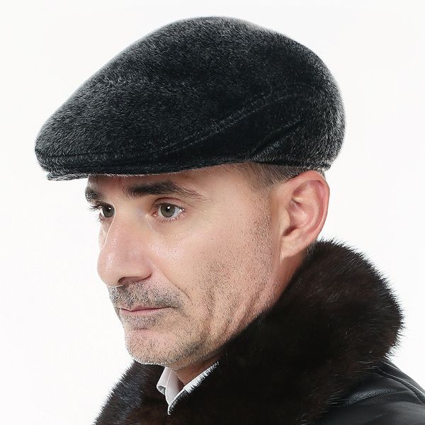 

lady new arrival winter warm hat men ear protection cap imitation fur wear quinquagenarian earmuffs hat father peaked cap b-7379, Blue;gray