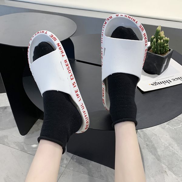 

женская мода тапочки summer beach flat sandals массаж женский тапочки женская мягкая комната главная, Black