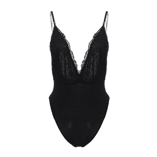 

bodysuit women jumpsuits for women 2019 summer fashion rompers women jumpsuit deep v neck sleeveless backless playsuit lace bodysuit, Black;white