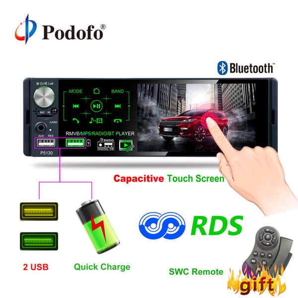 

podofo 4.1" touch bluetooth car radio 1 din autoradio stereo audio mp5 video player usb mp3 tf iso in-dash multimedia player