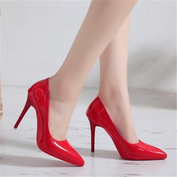 

2019 spring new nightclub high heels fashion shallow mouth low shoes pointed female shoes stiletto work, Black