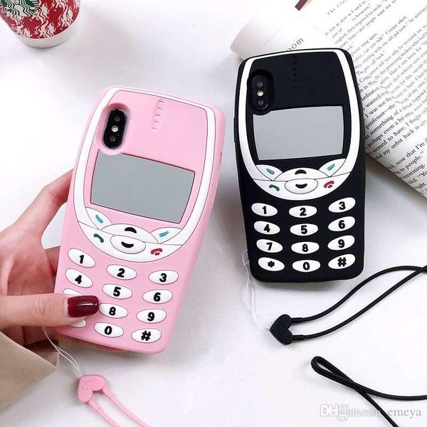 

горячие 3d симпатичные ретро мобильный телефон мягкая кремния задняя крышка для iphone 11 pro 6 6s plus x xr xs max 7 8 plus телефон дела fu