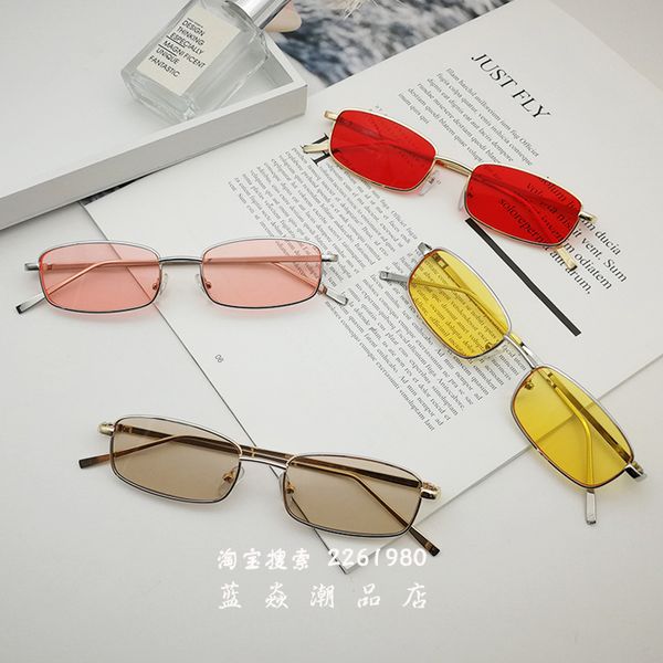 

korean-style harajuku retro small frame square metal glasses mens and womens ins-sun glasses hong kong-style little face myopia sunglasses, White;black