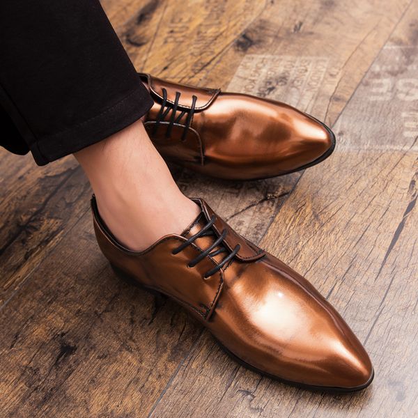 

plus size 38-48 fashion 2020 outdoor mens leather shoes lace up casual shoes comfortable flats men pointed schoes, Black