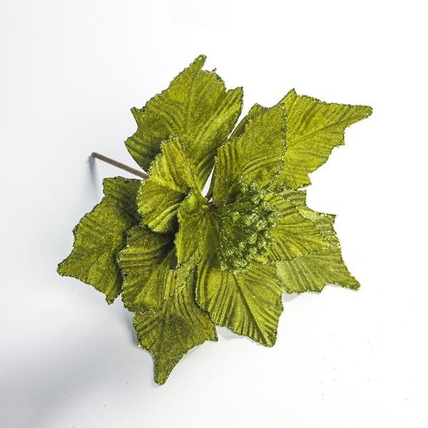 

1pc poinsettia ornament christmas tree artificial flower leaves home decor diy