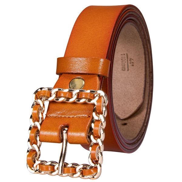 

for women leather belt gold square buckle belts female leisure orange waist belt wild pin buckle belt barry.wang, Black;brown