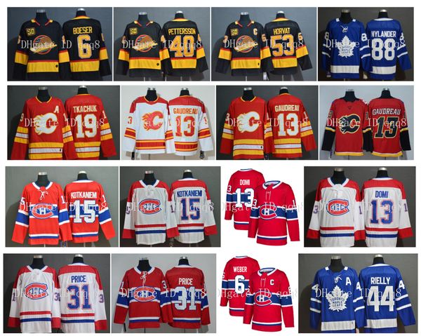 

nhl vancouver canucks jersey bo horvat calgary flames matthew tkachuk montreal canadiens carey price johnny gaudreau elias pettersson hockey, Black;red