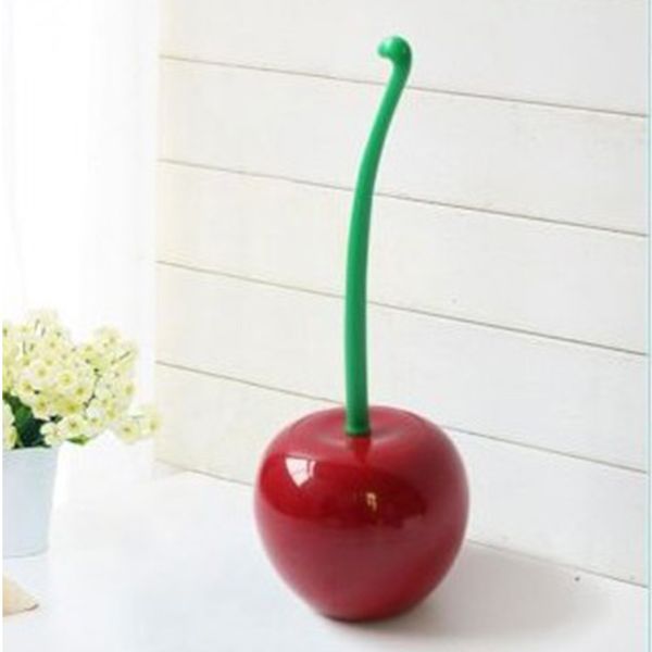 

creative cherry shaped toilet brush and holder set for bathroom
