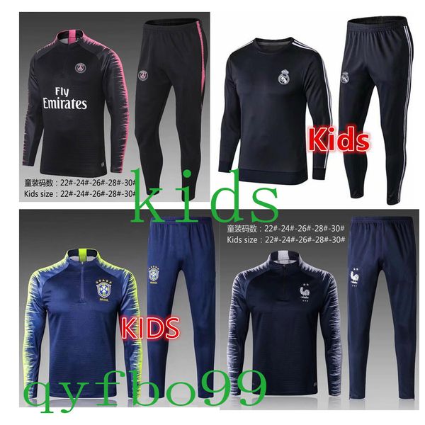 

2 stars KIDS POGBA GRIEZMANN Mbappe DEMBELE Soccer Frances Brasil tracksuit 2018 Real Madrid Psg football maillot de foot training suit