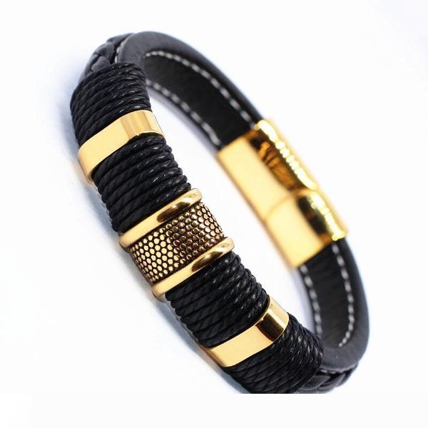

handmade genuine leather weaved man bracelets casual sporty cool men jewelry bracelets de couro pulseiras masculinos, Golden;silver