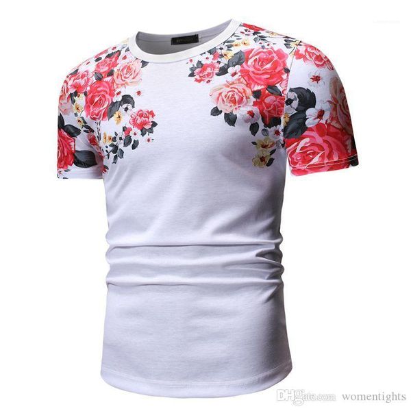 

neck tshirts designer mens clothing new mens designer tshirts fashion floral printed casual slim short sleeve crew, White;black