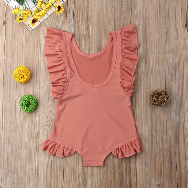 

2019 summer kid ребёнки купальник one piece ruffles купальники bodysuit для девочек дети купальный костюм пляжная одежда solid color