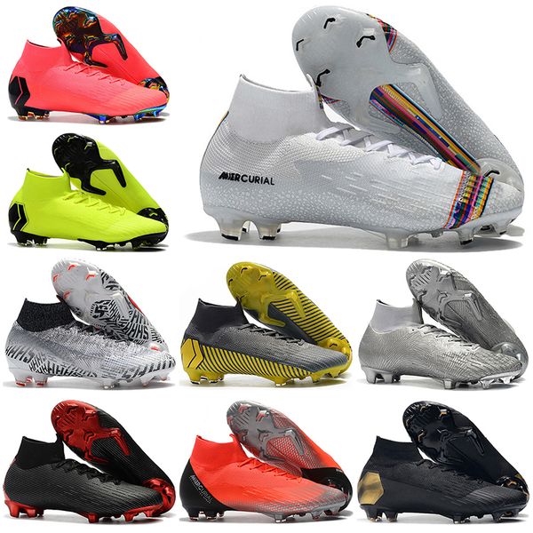 

Mens High Tops Football Boots LVL UP Superfly 6 Elite FG Soccer Shoes CR7 Mercurial Superfly VI 360 Neymar NJR ACC Soccer Cleats