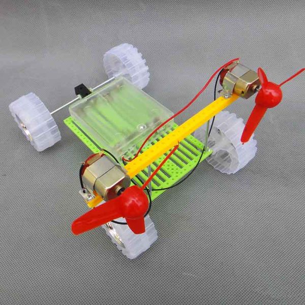 

feichao turn air powered vehicle car double motor propeller toy diy assembly module 18*13*14cm diy handmade toy kit for kid