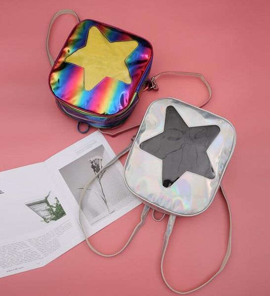 

women hologram laser transparent star shape kpop ulzzang harajuku backpacks lolita ita bag schoolbag