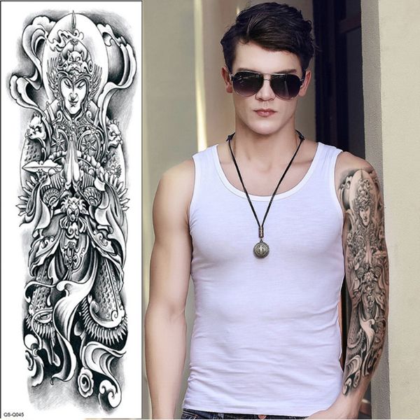 Acheter 48 17cm 70 Dessins Nouveau Bras Complet épaule Tatouage Autocollant Corps Peinture Bouddha Chinois Dragon Imperméable à Leau Tattoo