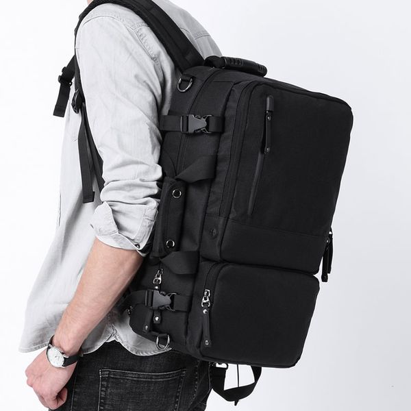 

functional 15.6 inches laptravel men's backpack large capacity men luggage shoulder bags gray leisure backpacking