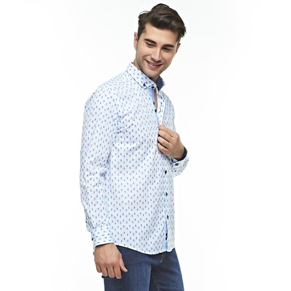 

shawl pattern male shirt, White;black