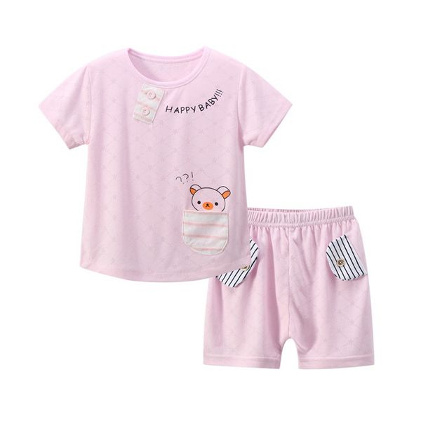 

new baby kids boys girls animal letter print outfits set cartoon short sleeve blouse +shorts casual sleepwear pajamas, White