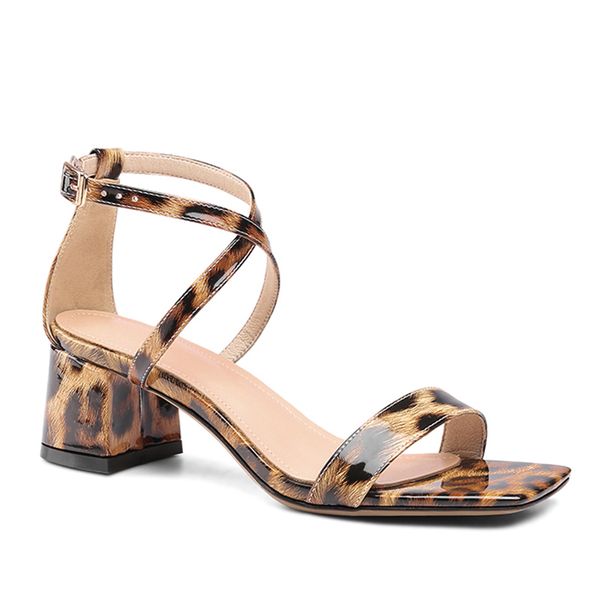 

wetkiss new arrival oem fancy ladies summer footwear block heel sandals fashion leopard summer sandals 2020 women sandals shoes, Black