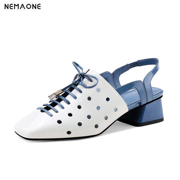 

2020 new genuine leather slingbacks women shoes elegant square toe fashion cross-tied women shoes ladies summer party, Black