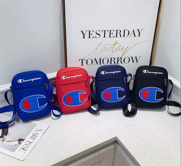 

fashion champions letter crossbody messenger bags nylon shoulder bags men women fanny pack outdoor travel phone pouch protable wallet, White