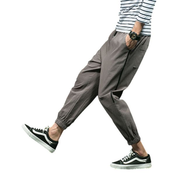 

new casual joggers solid color pants men cotton elastic long trousers pantalon homme army cargo pants men leggings xx8, Black