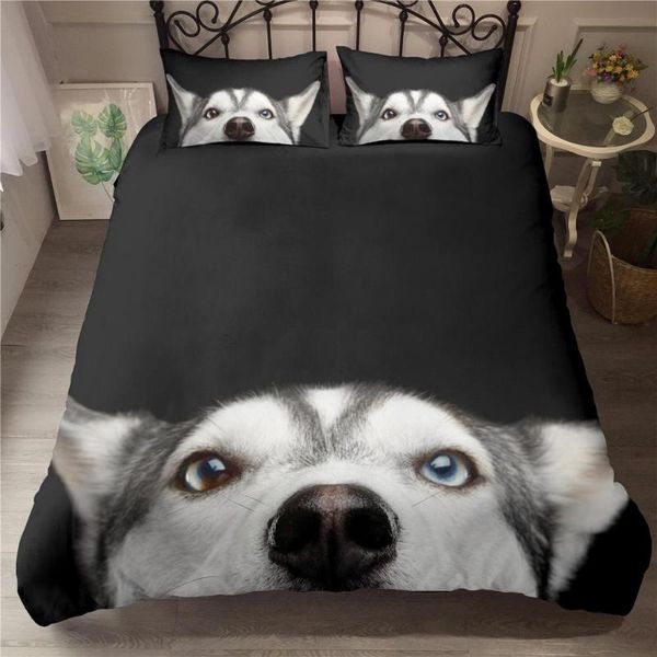 

boniu cute dog head printed 3d комплект постельных принадлежностей 2/3 шт. микрофибра beclothes для домашнего декора животных пододеяльник с