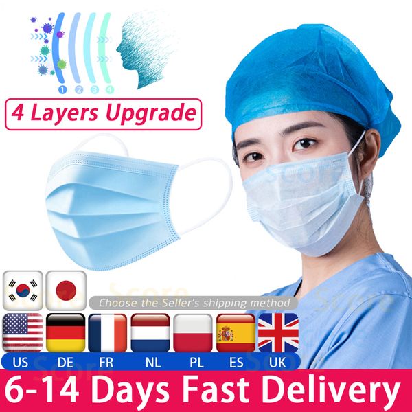 

fast delivery 3-layers mask 50pcs face mouth masks non woven disposable anti-dust meltblown cloth masks earloops masks