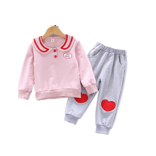 

детская мода одежда костюм новая весна осень дети девушки печати футболка брюки 2 шт. / компл. детские одежда для малышей детская спортивная, White