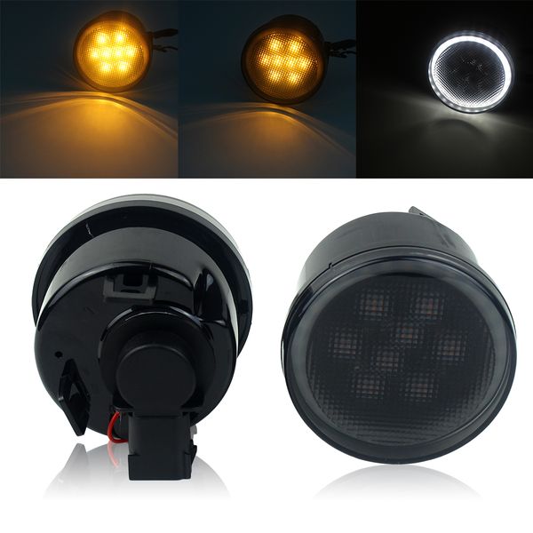 

fog light white drl turn signal parking side headlight car lights for wrangler jk