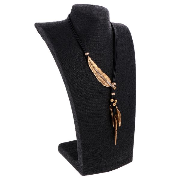 

lady statement tassels leaf pendant pu chain choker necklace jewelry, Silver