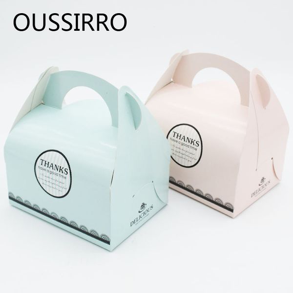 

10pcs pink green paper kraft paper bags biscuits packaging bags christmas boxs mousse puff western candy cake box