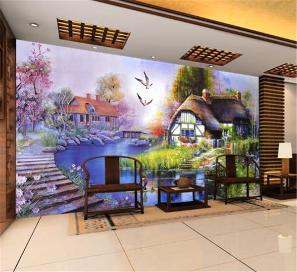 

кантри ctyle обои 3d dreamy country пейзаж картина маслом крытый тв фон настенные росписи обои